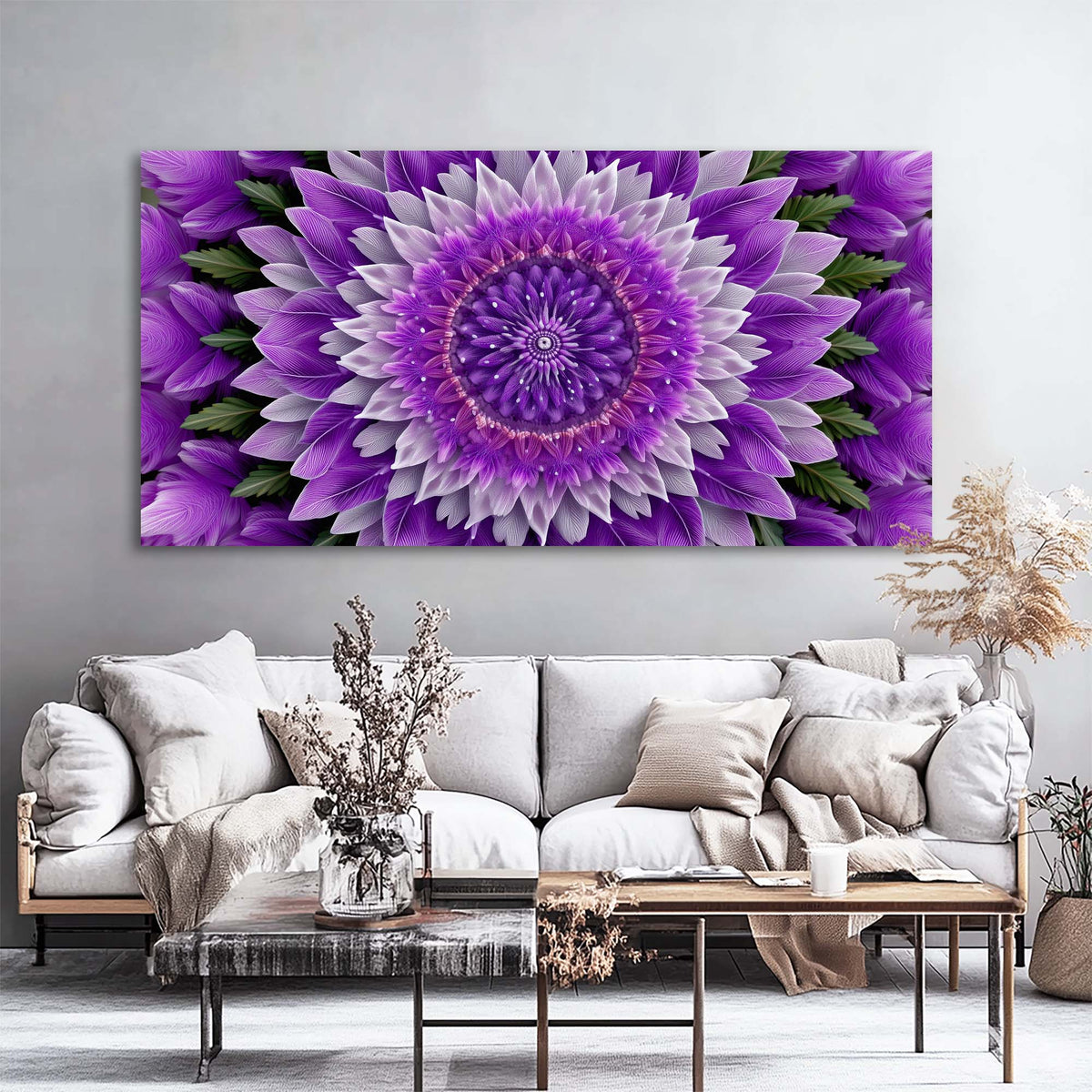 Purple Floral Floral Canvas Wall Art for Living Room Prints Artwork Bedroom Office Decor