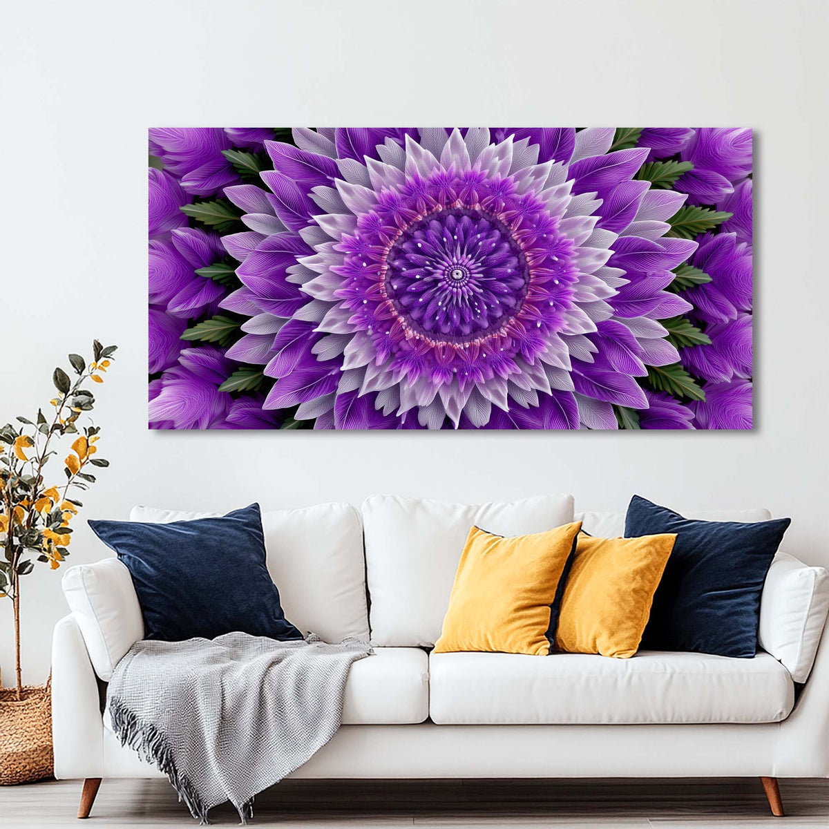 Purple Floral Floral Canvas Wall Art for Living Room Prints Artwork Bedroom Office Decor