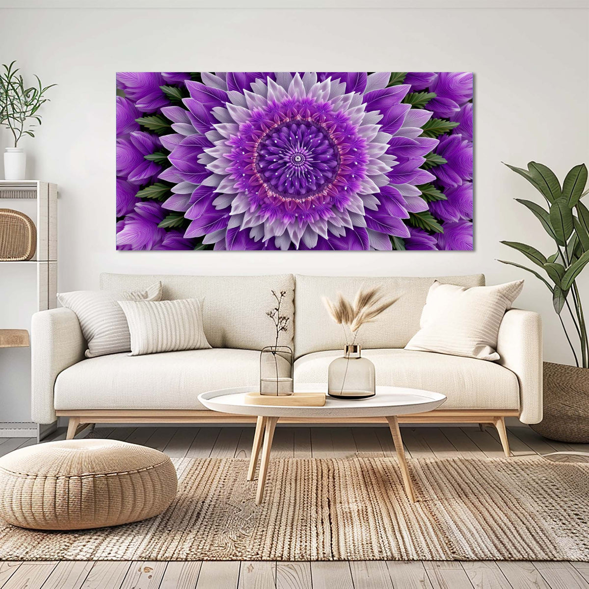 Purple Floral Floral Canvas Wall Art for Living Room Prints Artwork Bedroom Office Decor