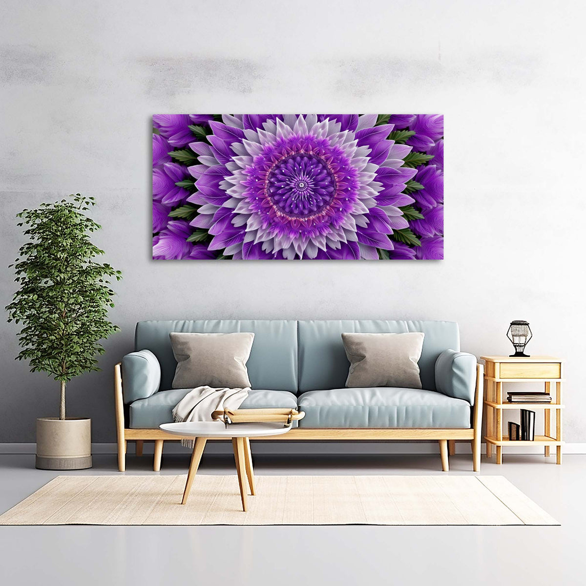 Purple Floral Floral Canvas Wall Art for Living Room Prints Artwork Bedroom Office Decor