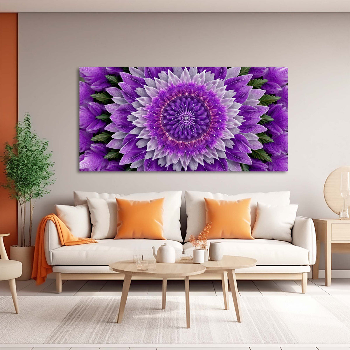 Purple Floral Floral Canvas Wall Art for Living Room Prints Artwork Bedroom Office Decor