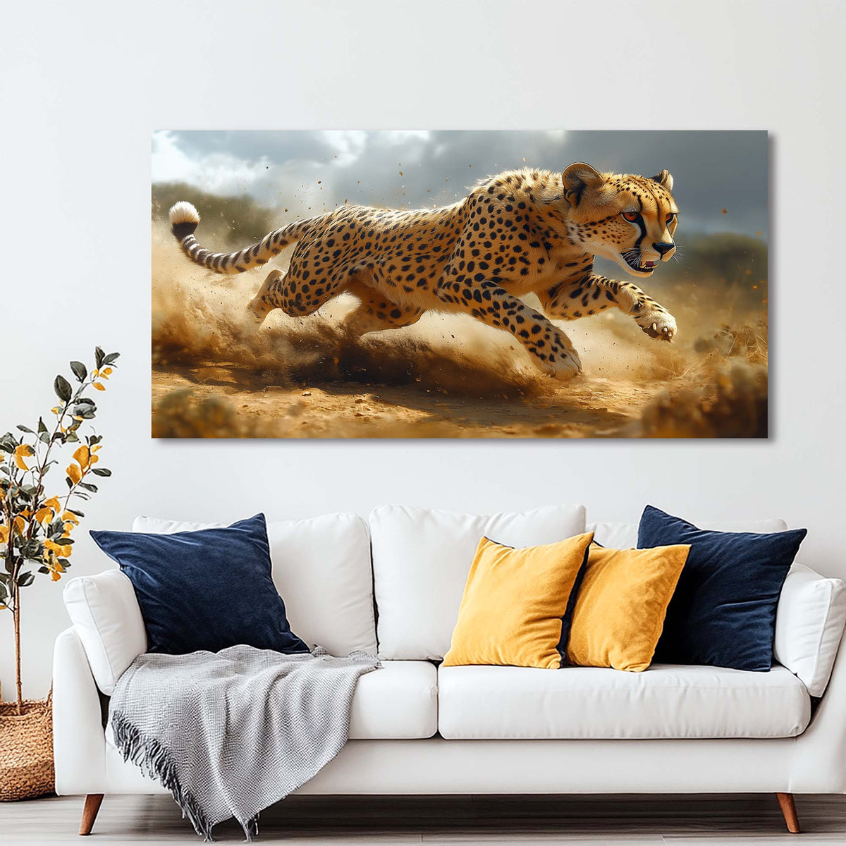 Navy Blue Wildlife Animals Canvas Wall Art for Living Room Prints Artwork Bedroom Office Decor