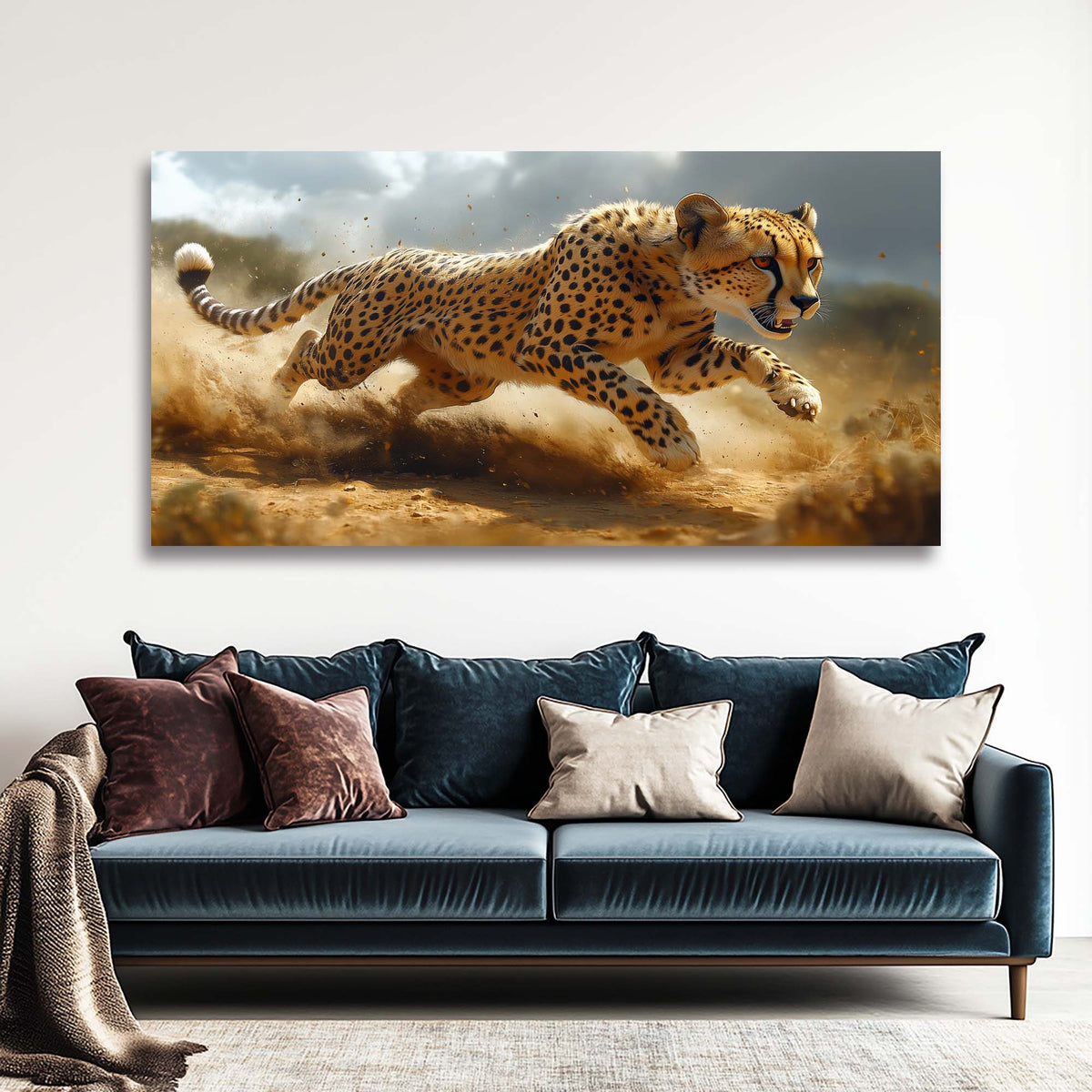 Navy Blue Wildlife Animals Canvas Wall Art for Living Room Prints Artwork Bedroom Office Decor