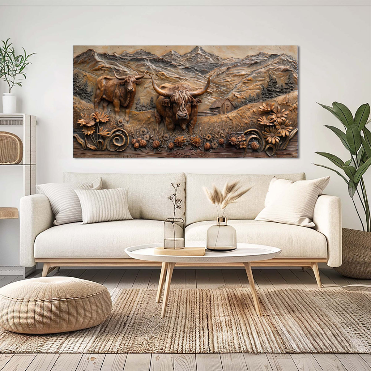 Khaki Animals Wall Art for Living Room Canvas Painting Prints Art Deco Artwork Office Bedroom Decor