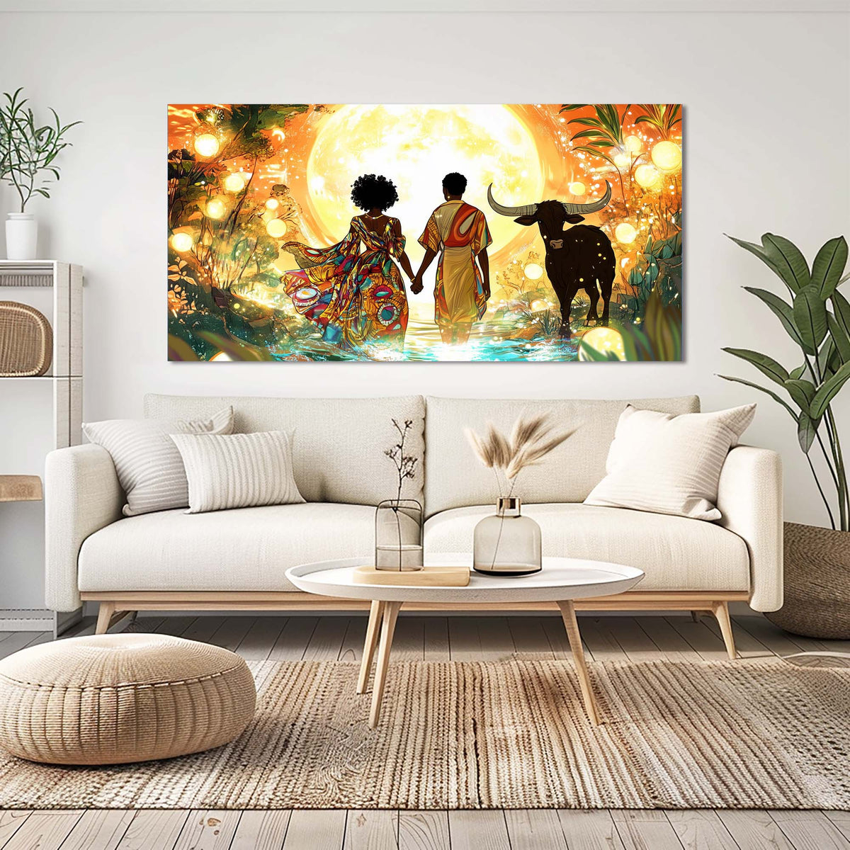 Navy Blue Tropical Nature Canvas Wall Art for Living Room Prints Artwork Bedroom Office Decor