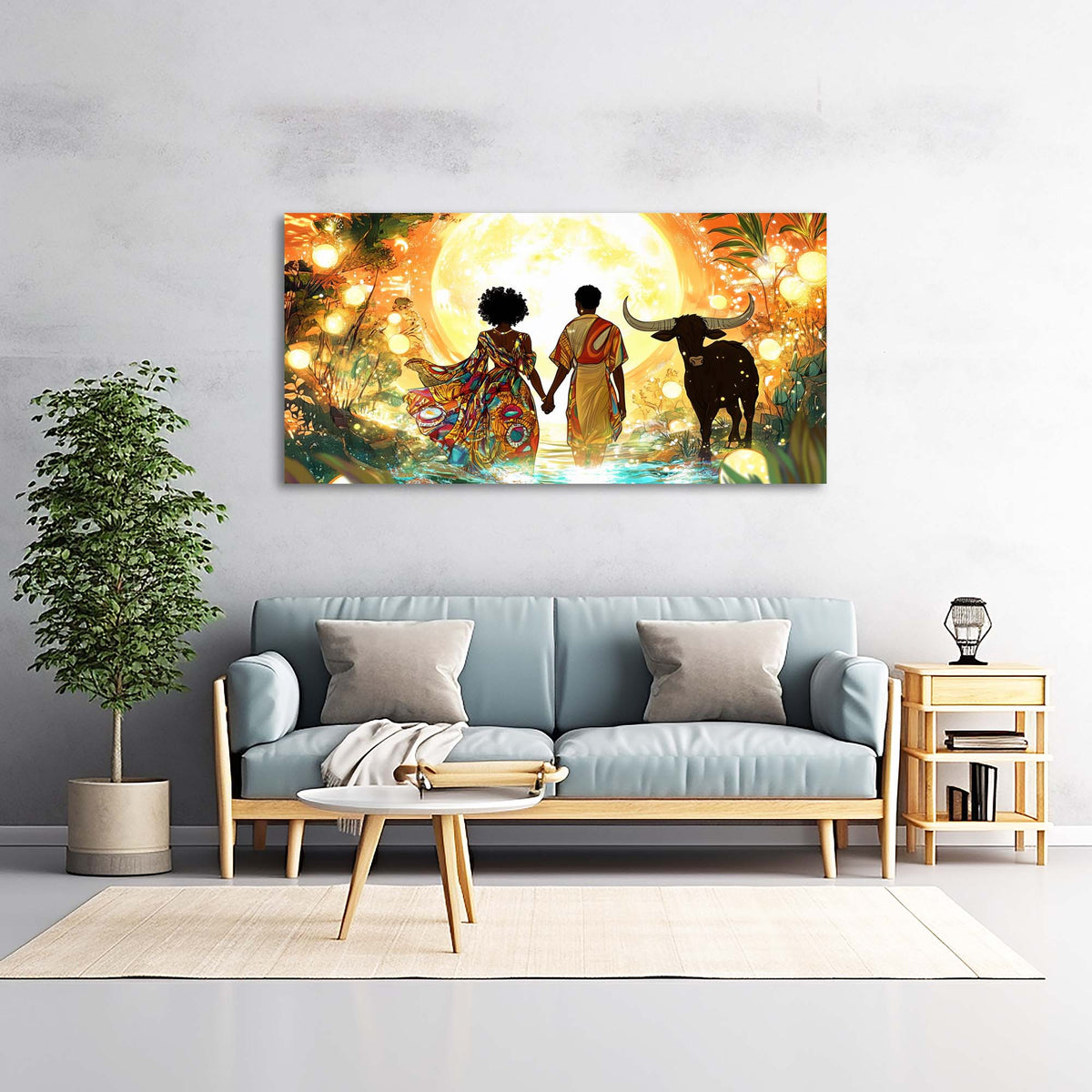 Navy Blue Tropical Nature Canvas Wall Art for Living Room Prints Artwork Bedroom Office Decor
