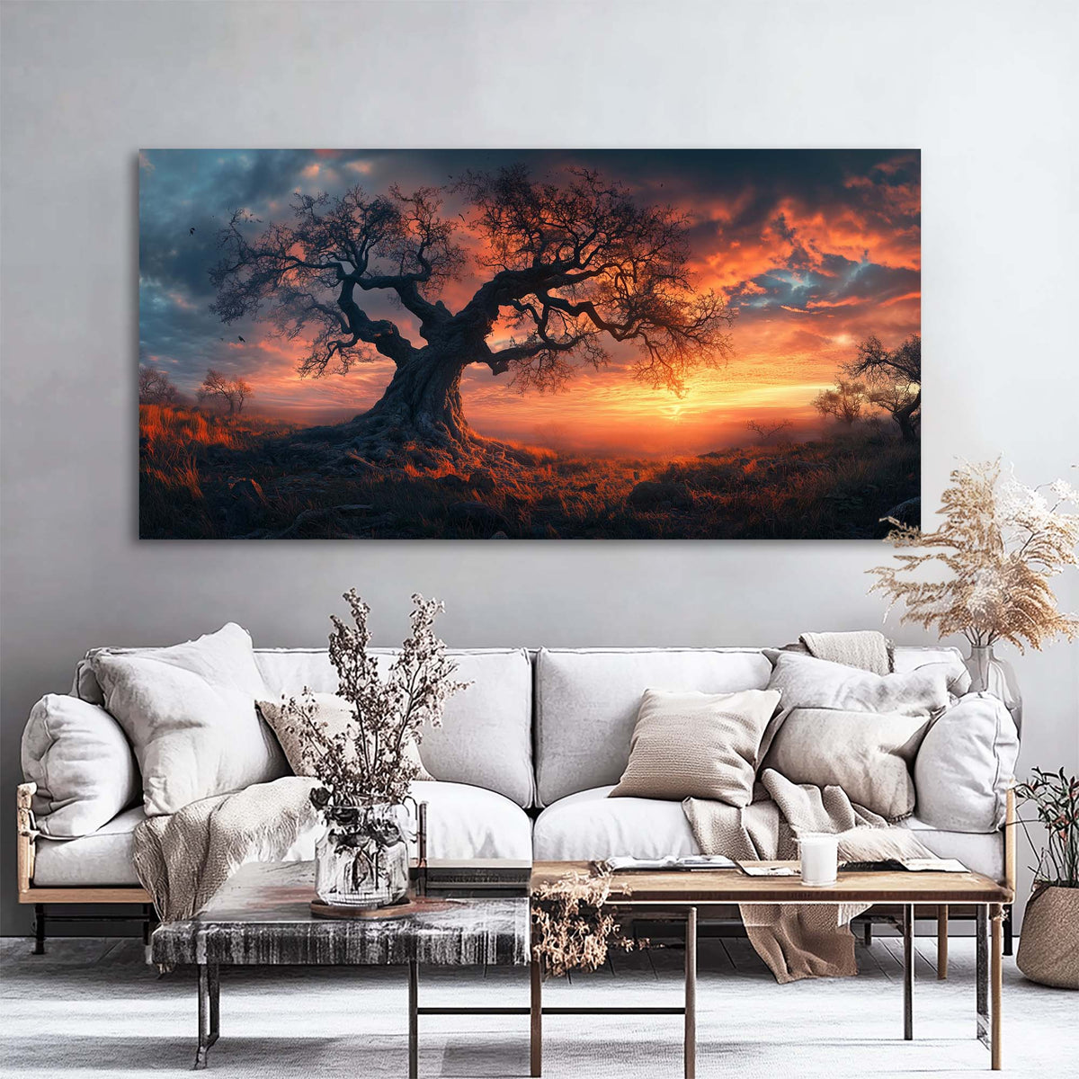 Yellow Mysterious Nature Wall Art Modern Canvas Painting Prints Artwork Office Hallway Bedroom Living Room Decor