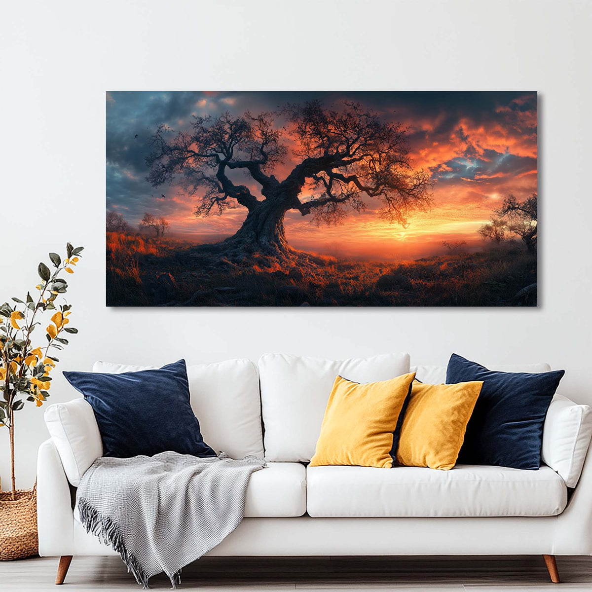 Yellow Mysterious Nature Wall Art Modern Canvas Painting Prints Artwork Office Hallway Bedroom Living Room Decor