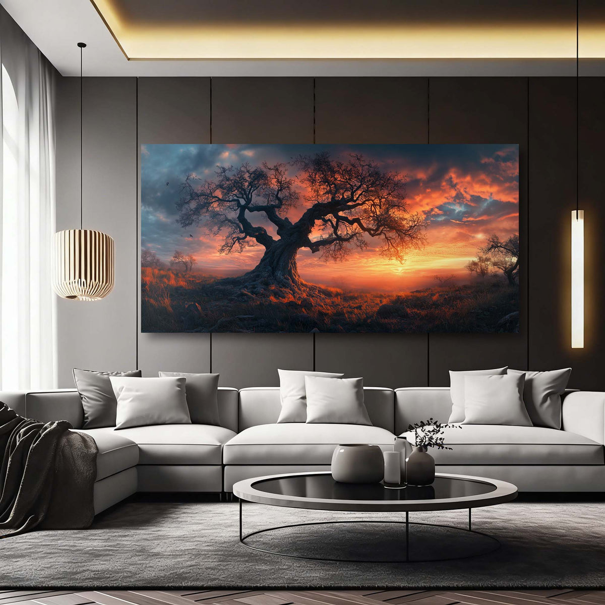 Yellow Mysterious Nature Wall Art Modern Canvas Painting Prints Artwork Office Hallway Bedroom Living Room Decor