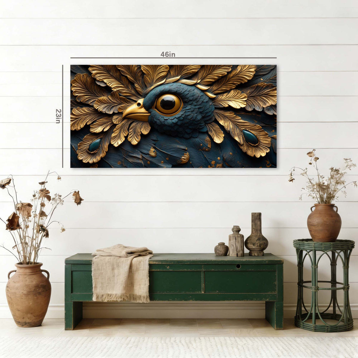 Navy Blue Fantasy Birds Wall Art Modern Canvas Painting Prints Artwork Office Hallway Bedroom Living Room Decor