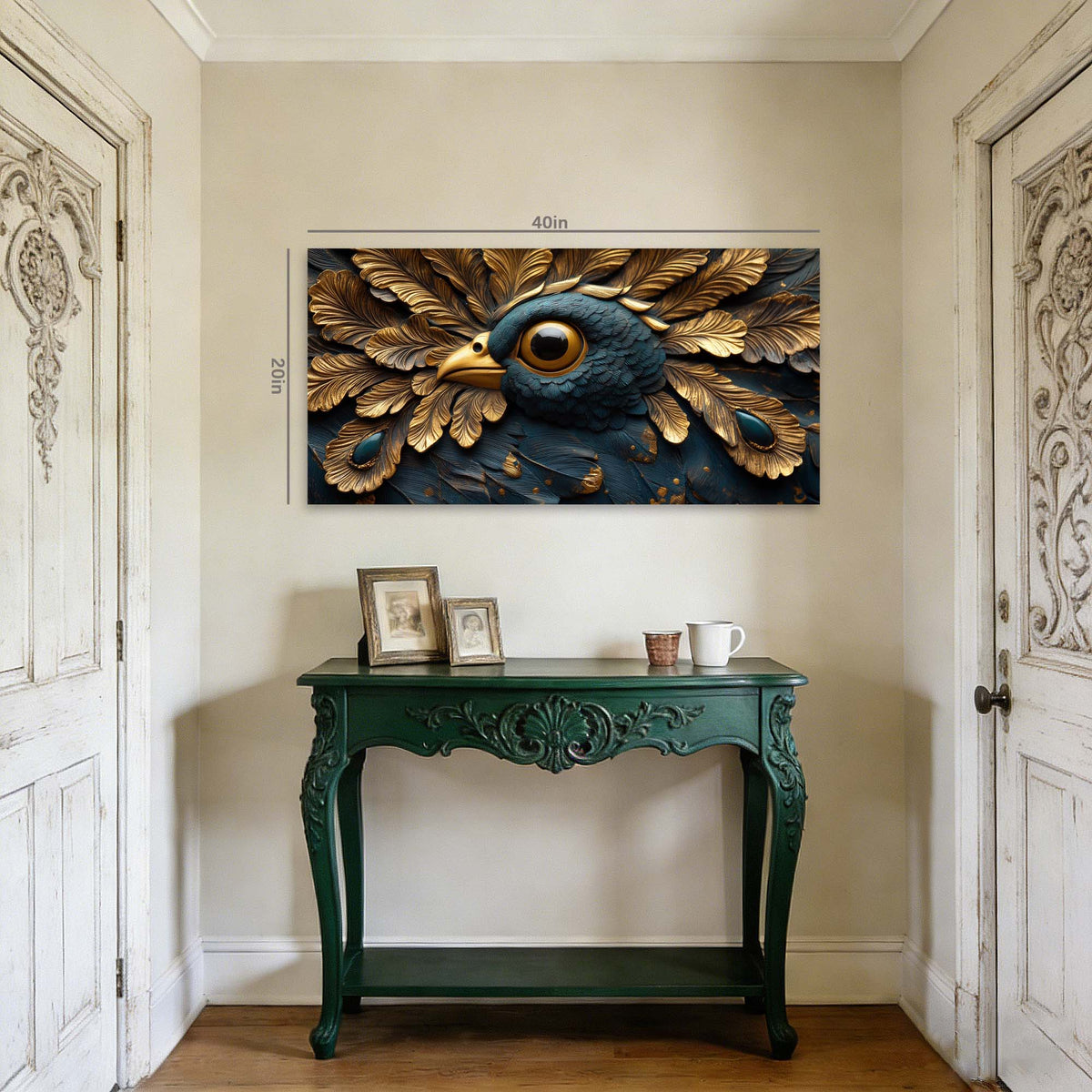 Navy Blue Fantasy Birds Wall Art Modern Canvas Painting Prints Artwork Office Hallway Bedroom Living Room Decor
