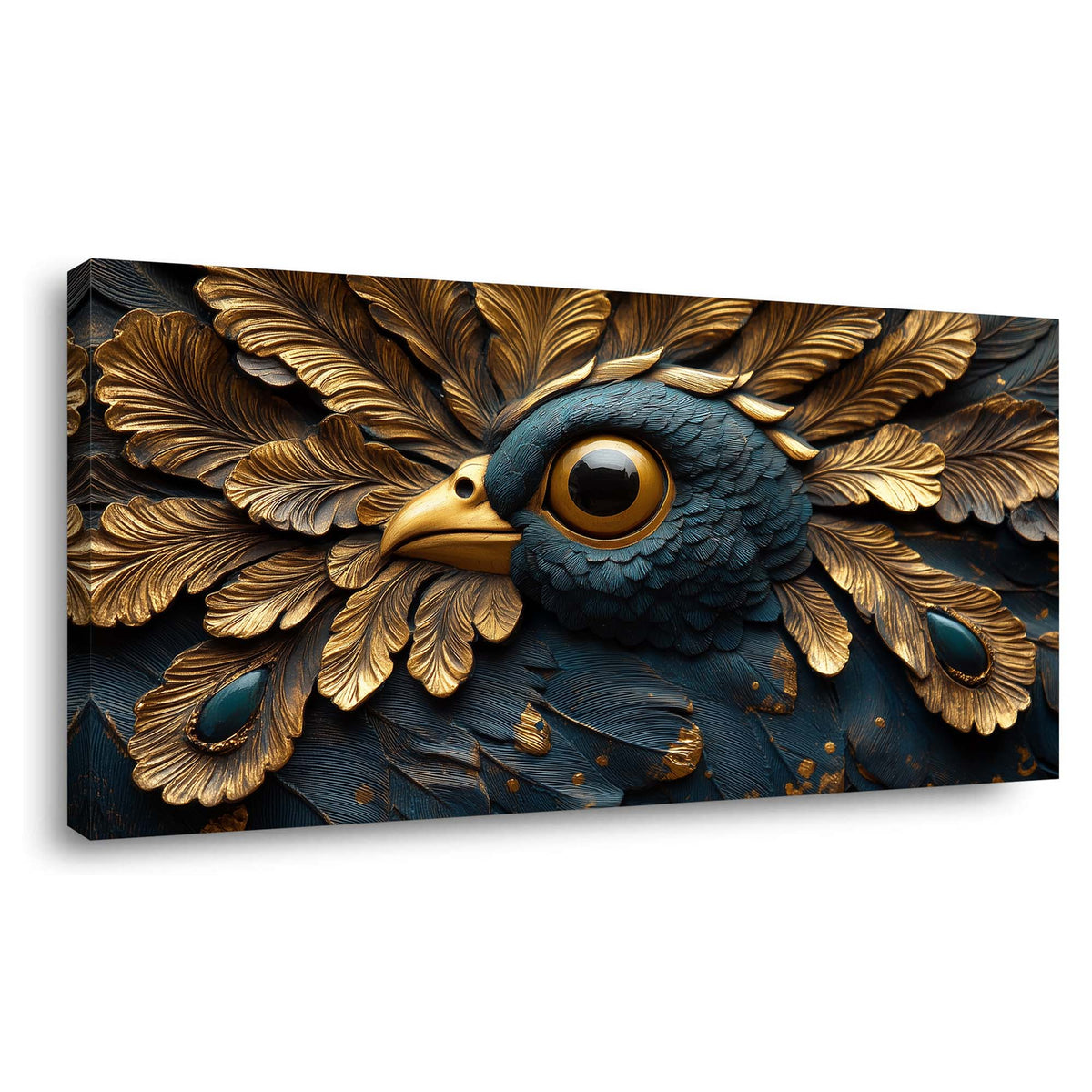 Navy Blue Fantasy Birds Wall Art Modern Canvas Painting Prints Artwork Office Hallway Bedroom Living Room Decor