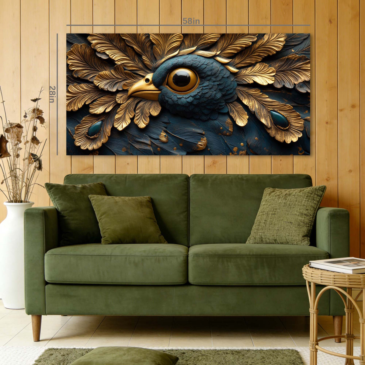 Navy Blue Fantasy Birds Wall Art Modern Canvas Painting Prints Artwork Office Hallway Bedroom Living Room Decor