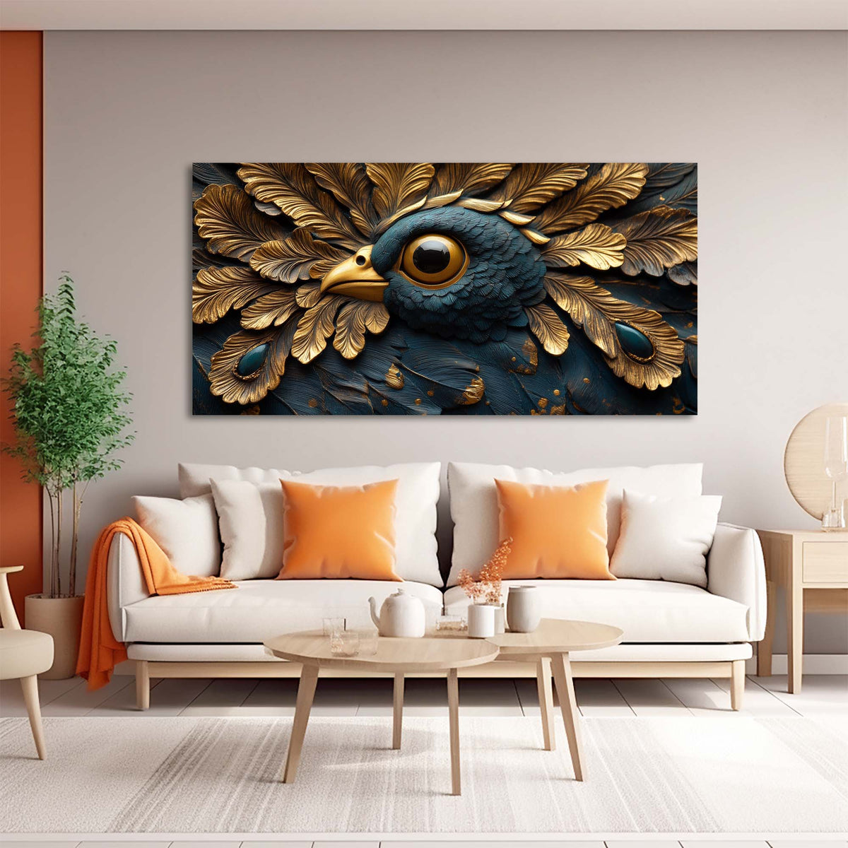 Navy Blue Fantasy Birds Wall Art Modern Canvas Painting Prints Artwork Office Hallway Bedroom Living Room Decor