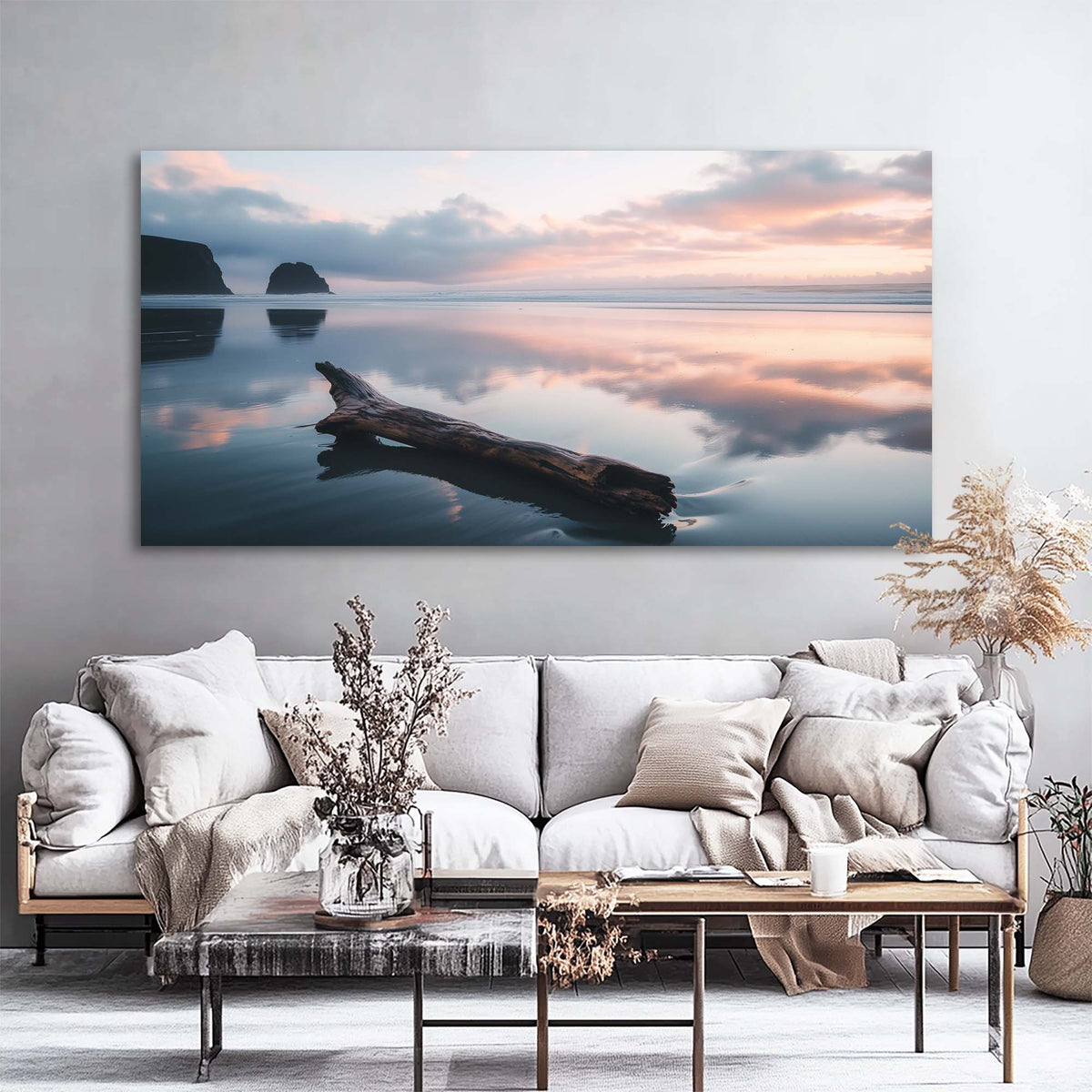 Khaki Coastal Nature Wall Art Canvas Painting Prints Artwor Office Bedroom Living Room Decor