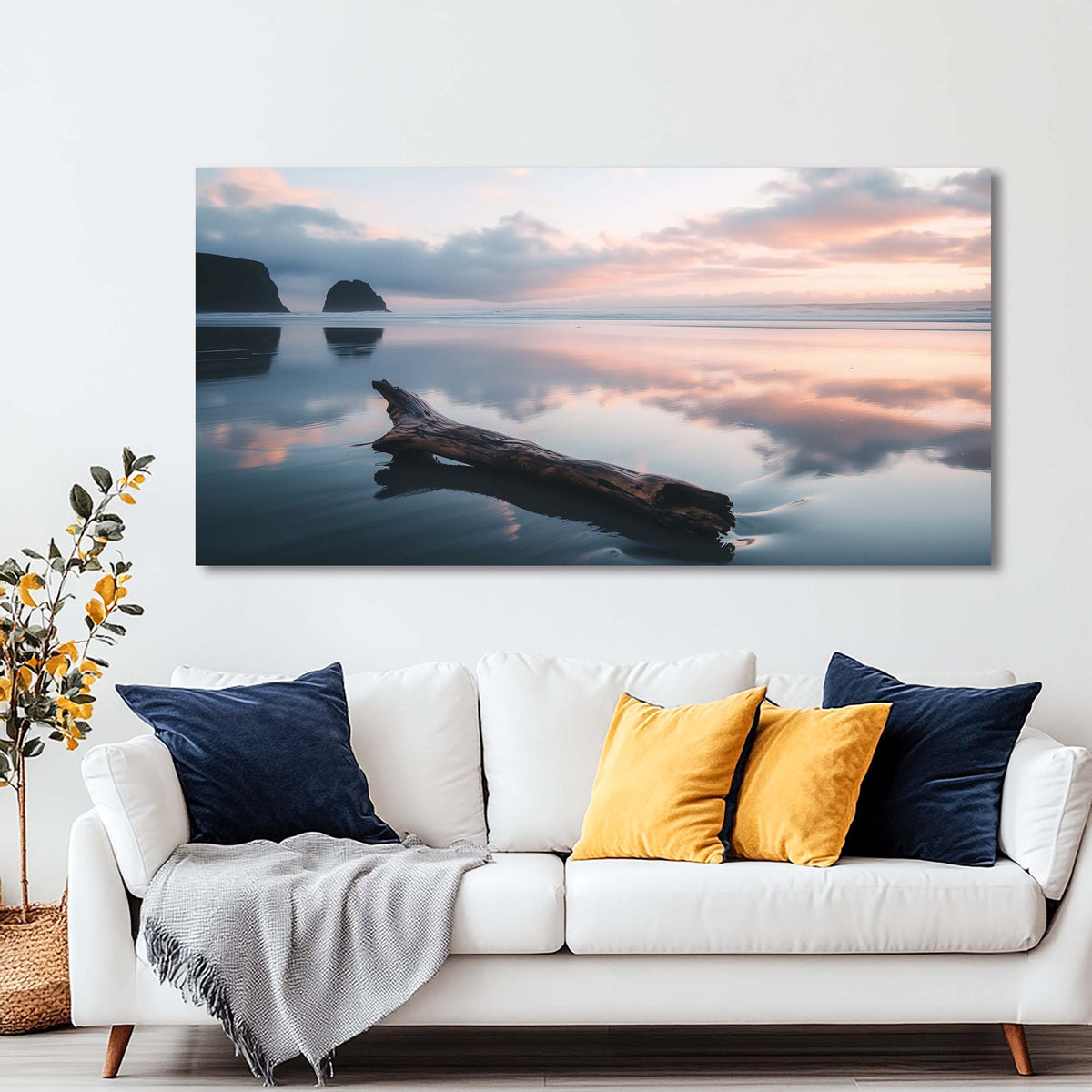Khaki Coastal Nature Wall Art Canvas Painting Prints Artwor Office Bedroom Living Room Decor