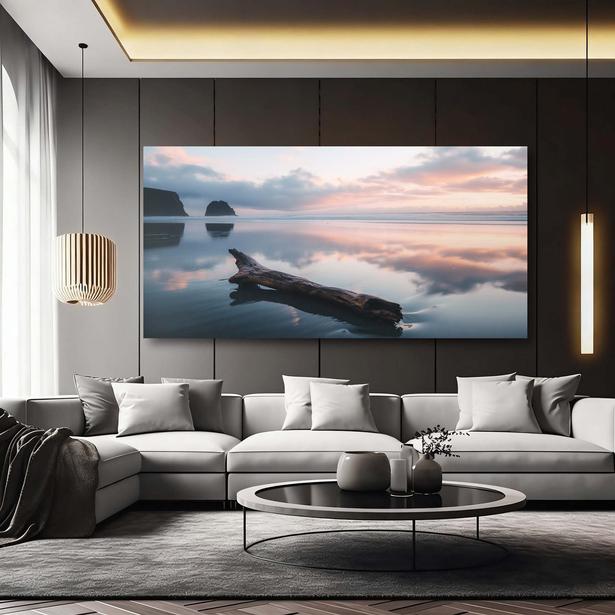 Khaki Coastal Nature Wall Art Canvas Painting Prints Artwor Office Bedroom Living Room Decor
