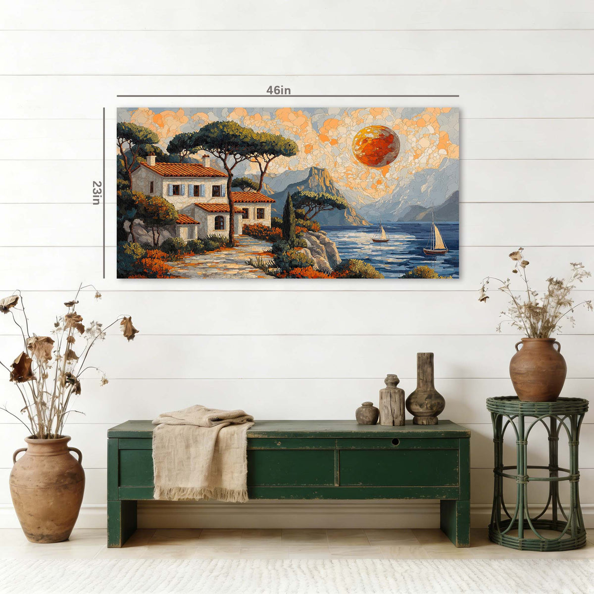 Khaki Coastal Nature Canvas Wall Art for Living Room Prints Artwork Bedroom Office Decor