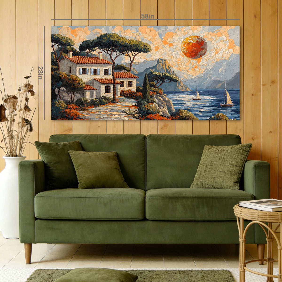 Khaki Coastal Nature Canvas Wall Art for Living Room Prints Artwork Bedroom Office Decor