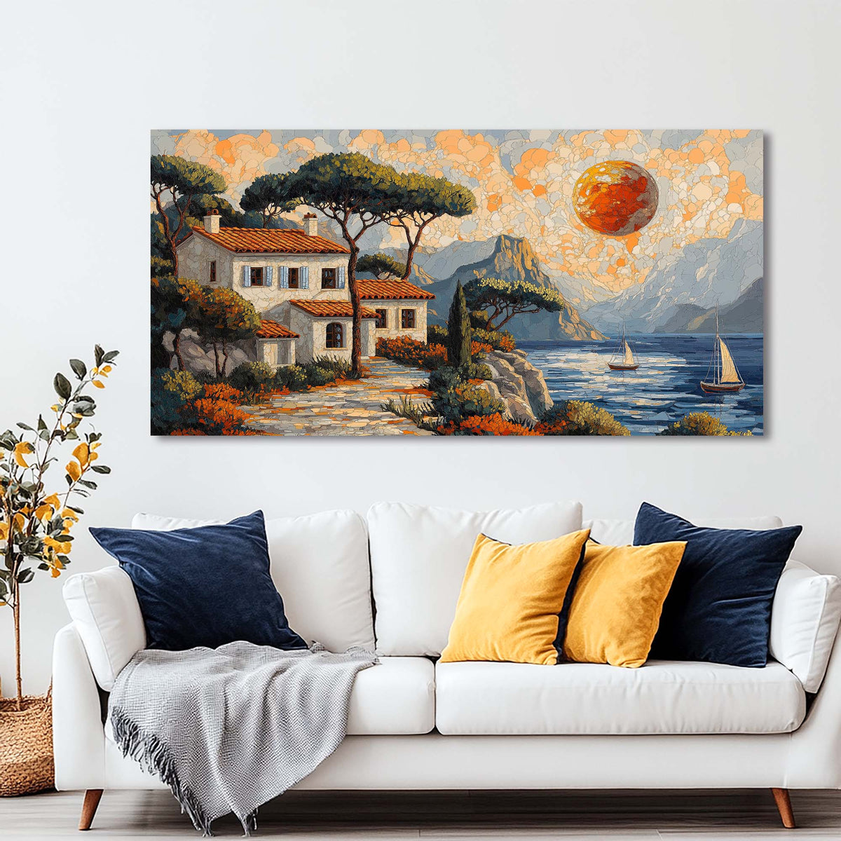 Khaki Coastal Nature Canvas Wall Art for Living Room Prints Artwork Bedroom Office Decor