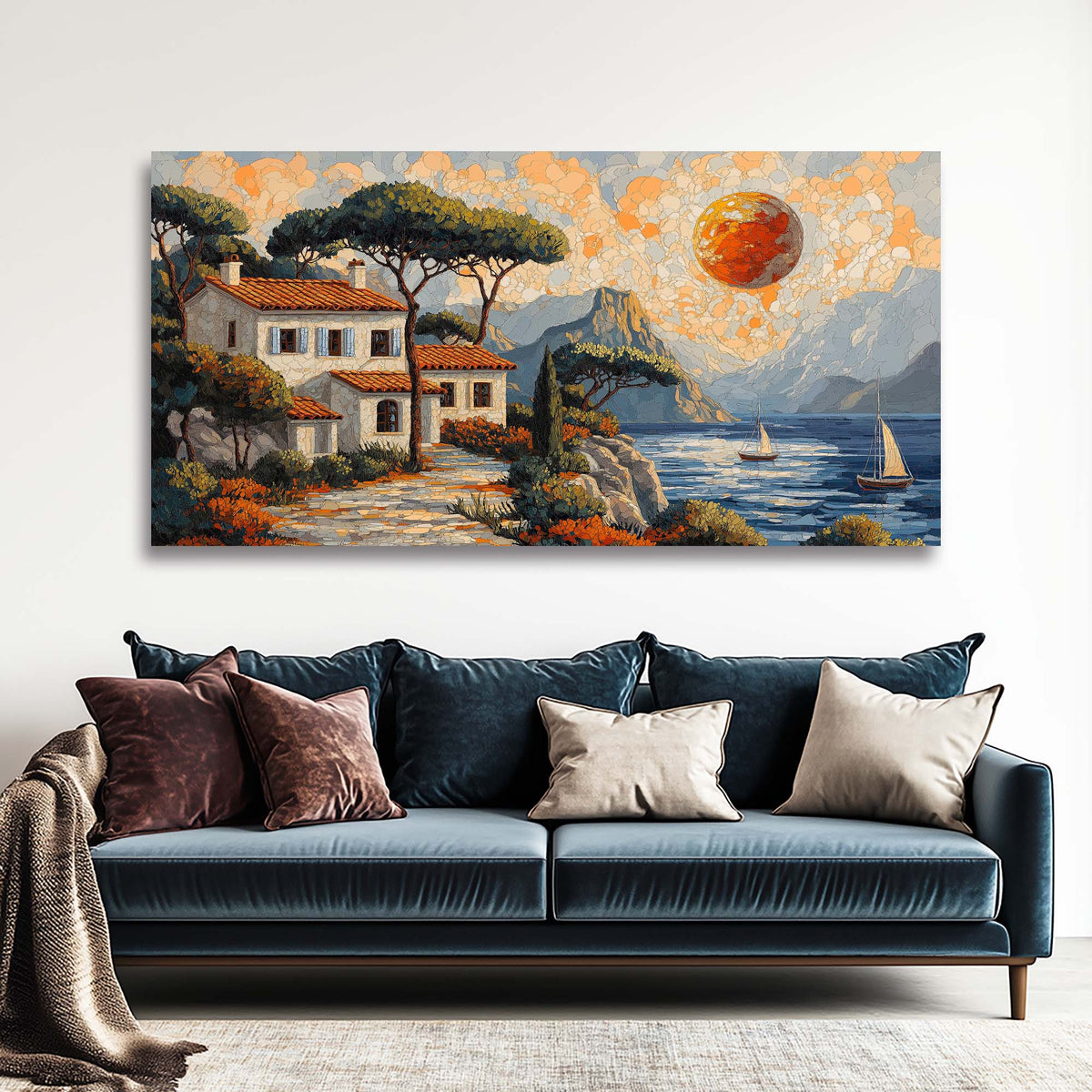 Khaki Coastal Nature Canvas Wall Art for Living Room Prints Artwork Bedroom Office Decor