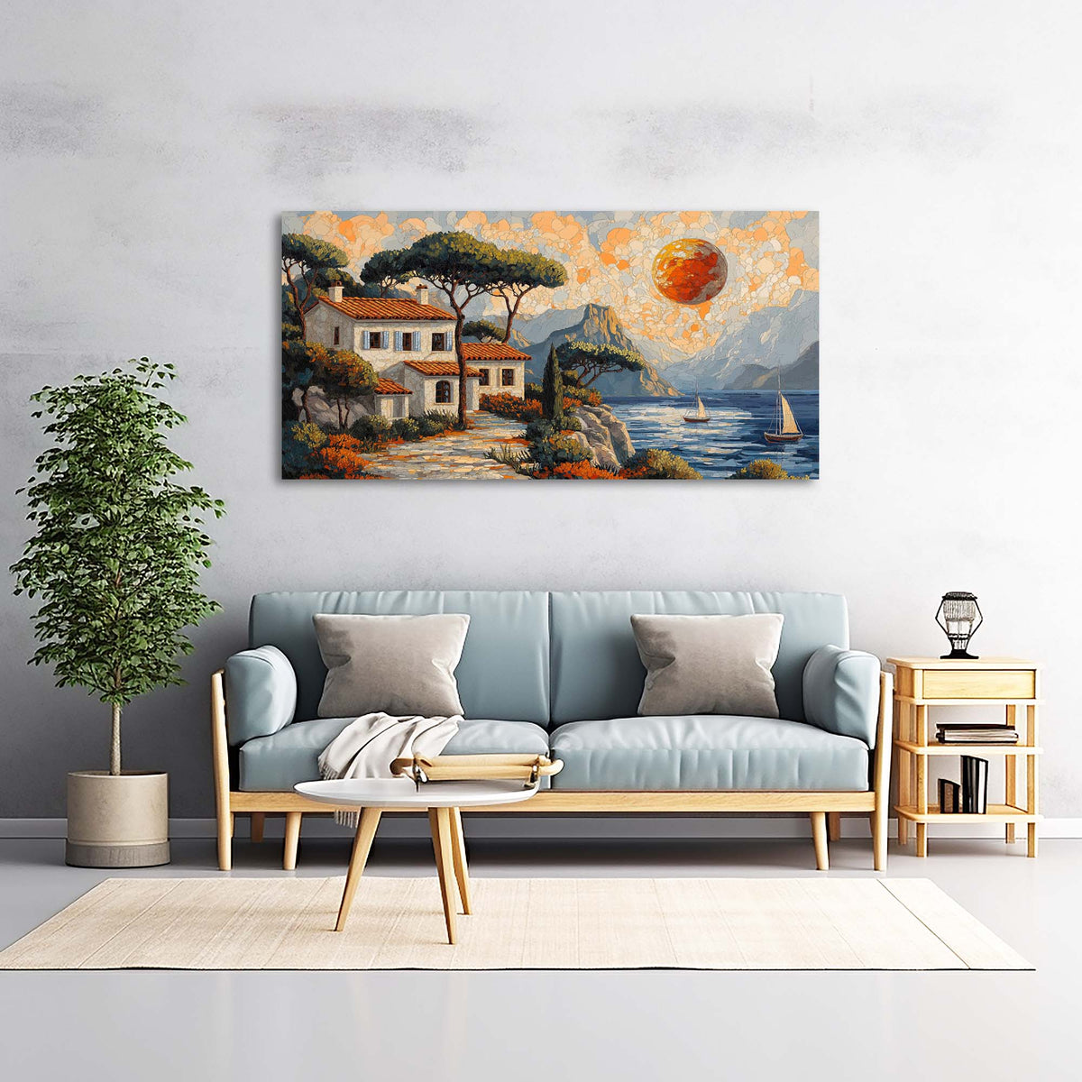 Khaki Coastal Nature Canvas Wall Art for Living Room Prints Artwork Bedroom Office Decor