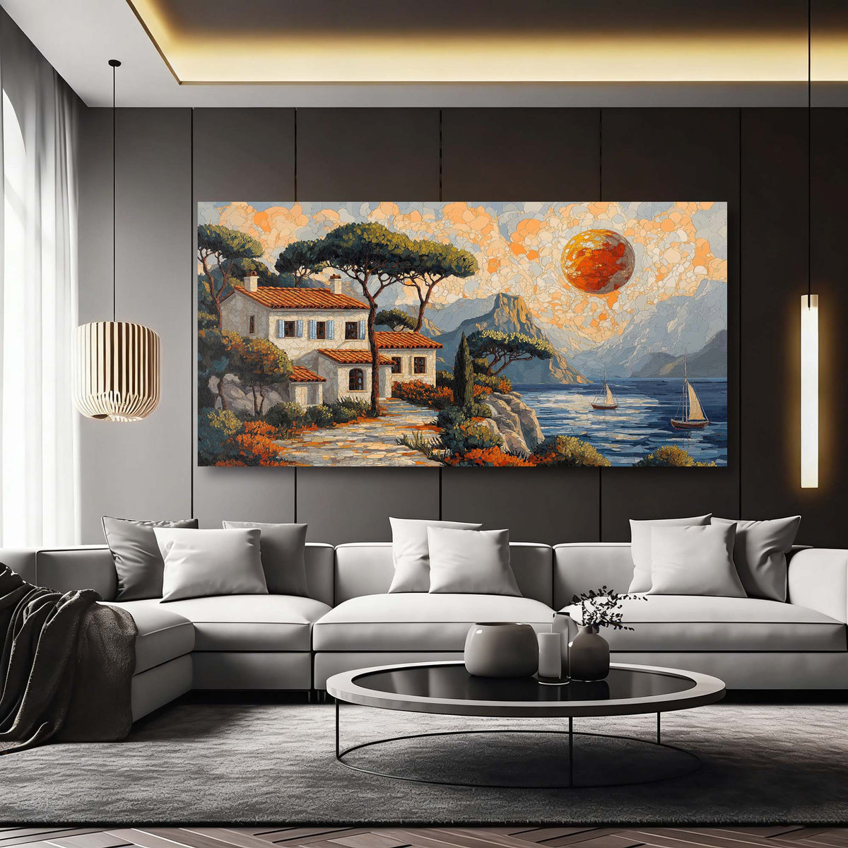 Khaki Coastal Nature Canvas Wall Art for Living Room Prints Artwork Bedroom Office Decor