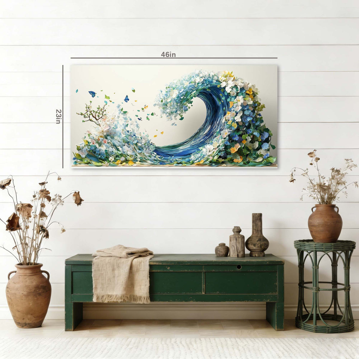 Green Floral Wall Art for Living Room Canvas Painting Prints Art Deco Artwork Office Bedroom Decor