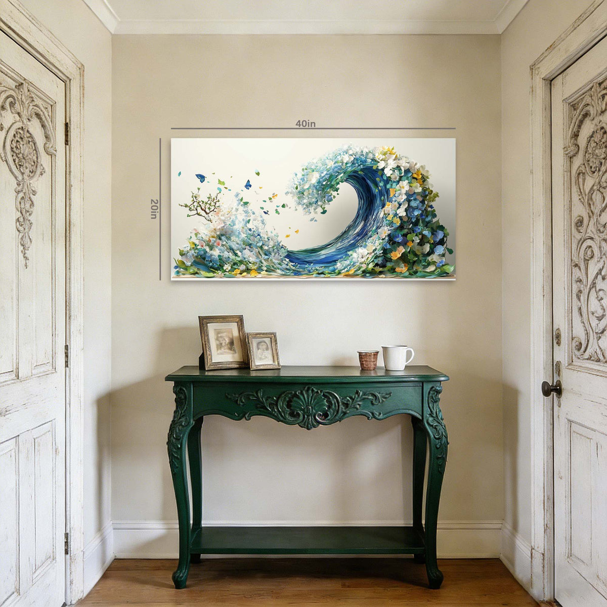 Green Floral Wall Art for Living Room Canvas Painting Prints Art Deco Artwork Office Bedroom Decor