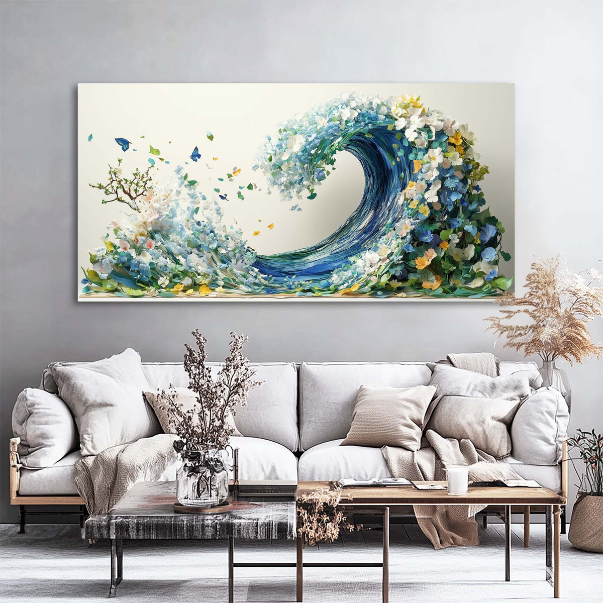 Green Floral Wall Art for Living Room Canvas Painting Prints Art Deco Artwork Office Bedroom Decor