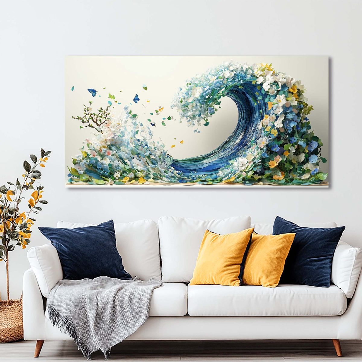 Green Floral Wall Art for Living Room Canvas Painting Prints Art Deco Artwork Office Bedroom Decor