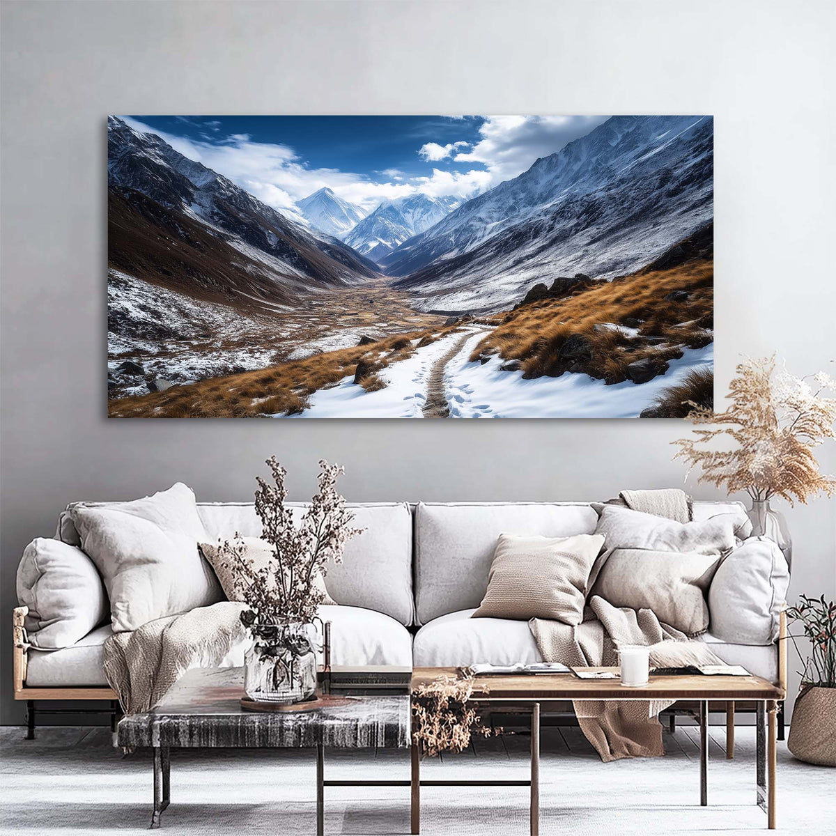 Blue Traditional Nature Wall Art Canvas Painting Prints Artwor Office Bedroom Living Room Decor
