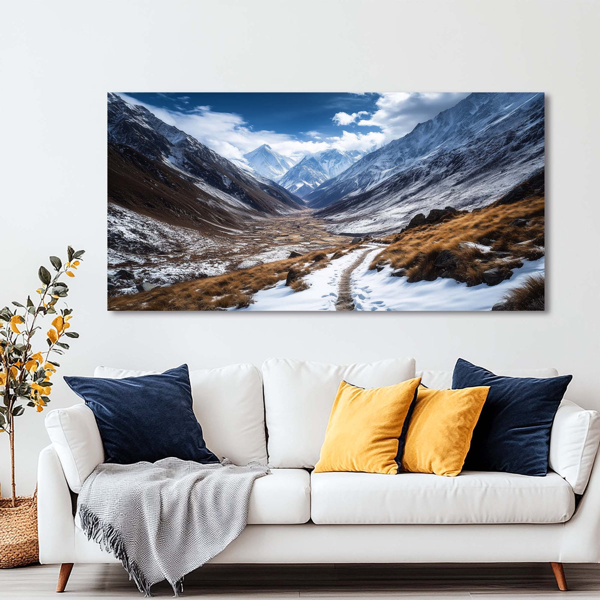 Blue Traditional Nature Wall Art Canvas Painting Prints Artwor Office Bedroom Living Room Decor