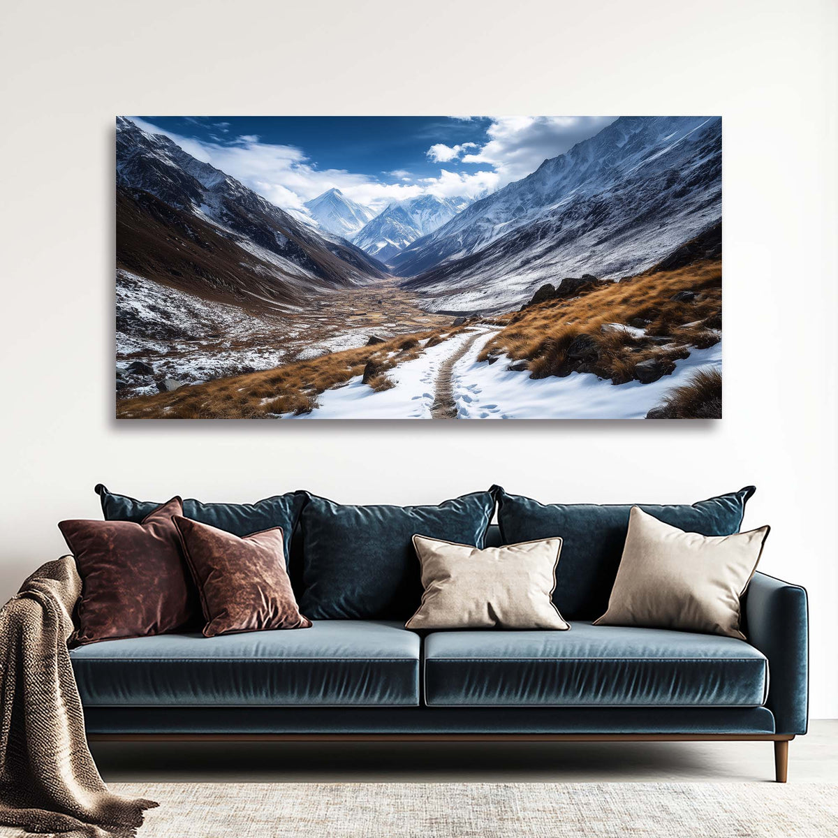 Blue Traditional Nature Wall Art Canvas Painting Prints Artwor Office Bedroom Living Room Decor