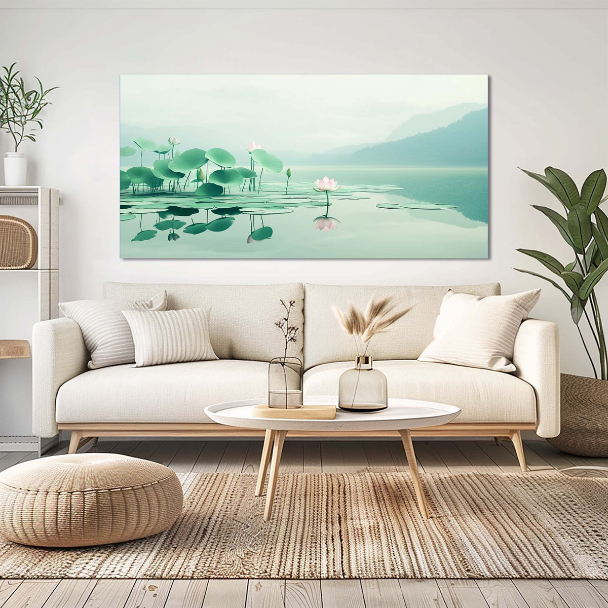 Sky Blue Asian Floral Wall Art Canvas Painting Prints Artwor Office Bedroom Living Room Decor