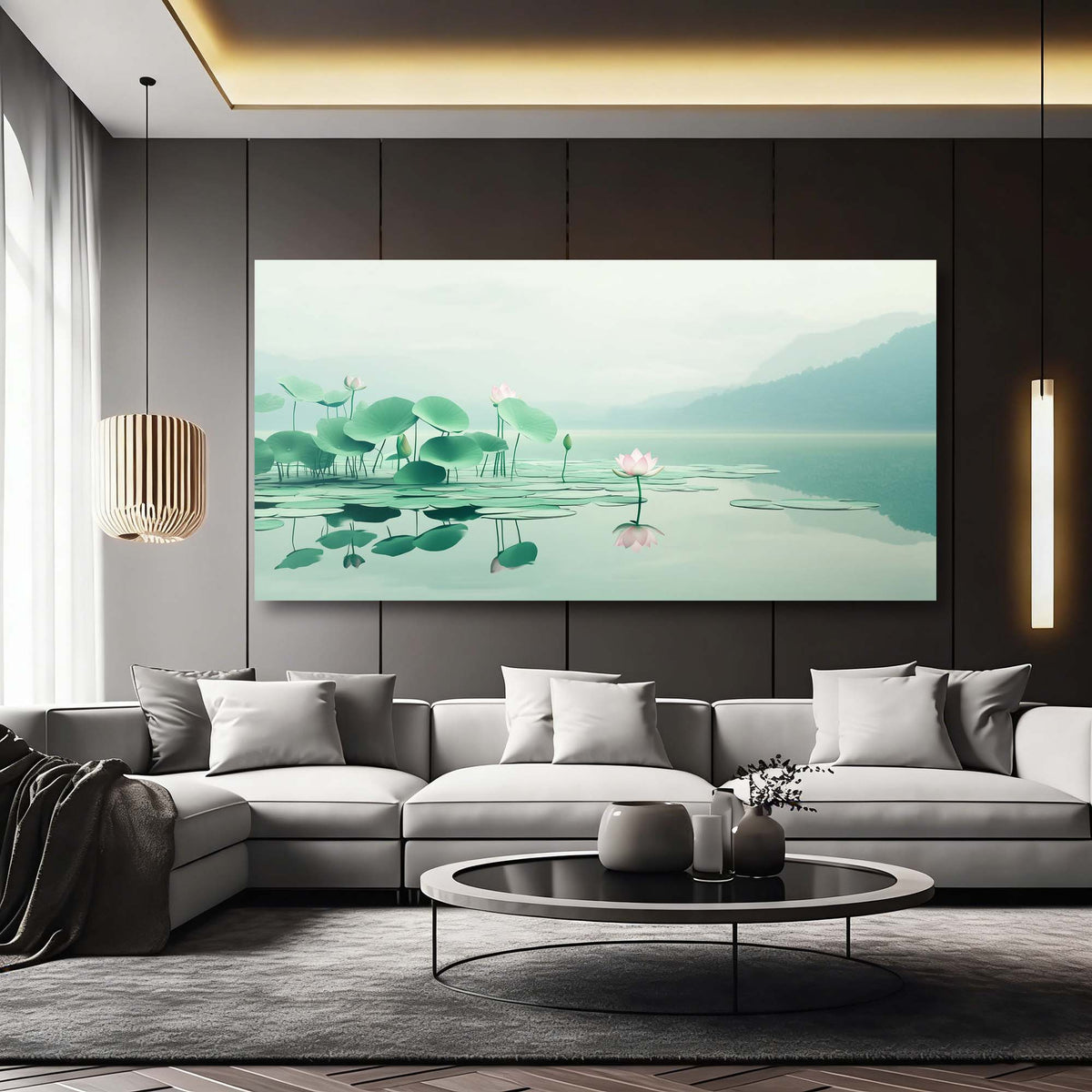 Sky Blue Asian Floral Wall Art Canvas Painting Prints Artwor Office Bedroom Living Room Decor