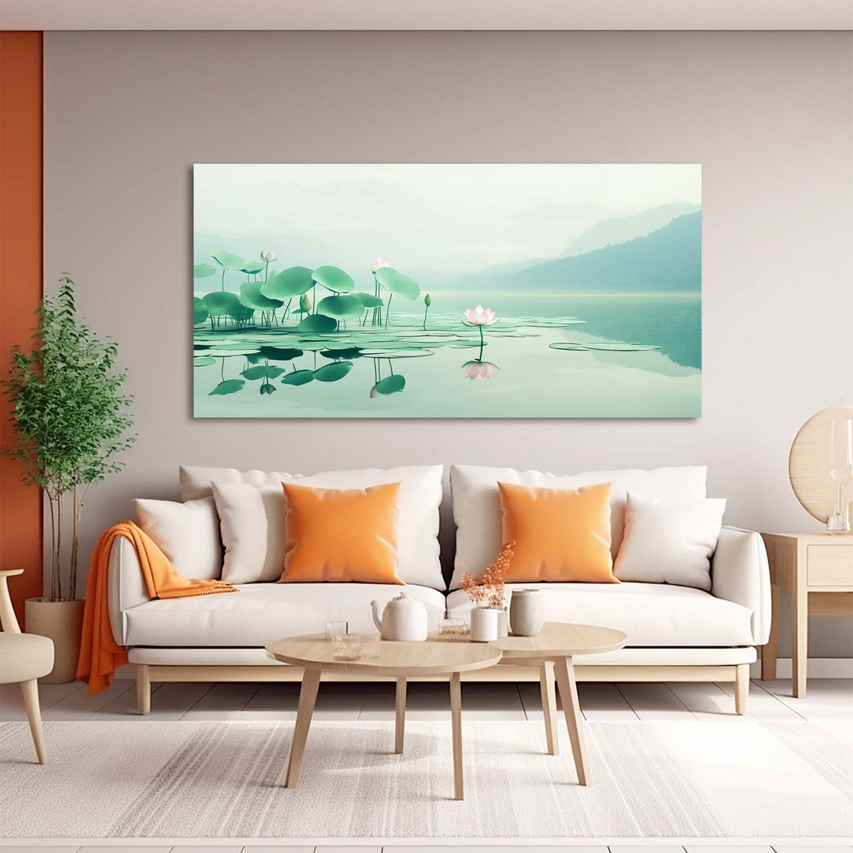 Sky Blue Asian Floral Wall Art Canvas Painting Prints Artwor Office Bedroom Living Room Decor
