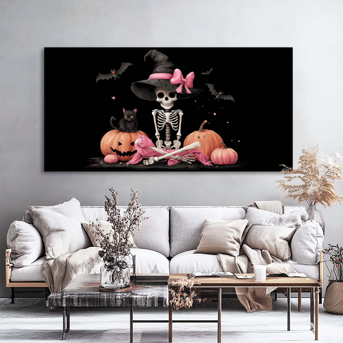 Pink Horror Wall Art for Living Room Canvas Painting Prints Art Deco Artwork Office Bedroom Decor