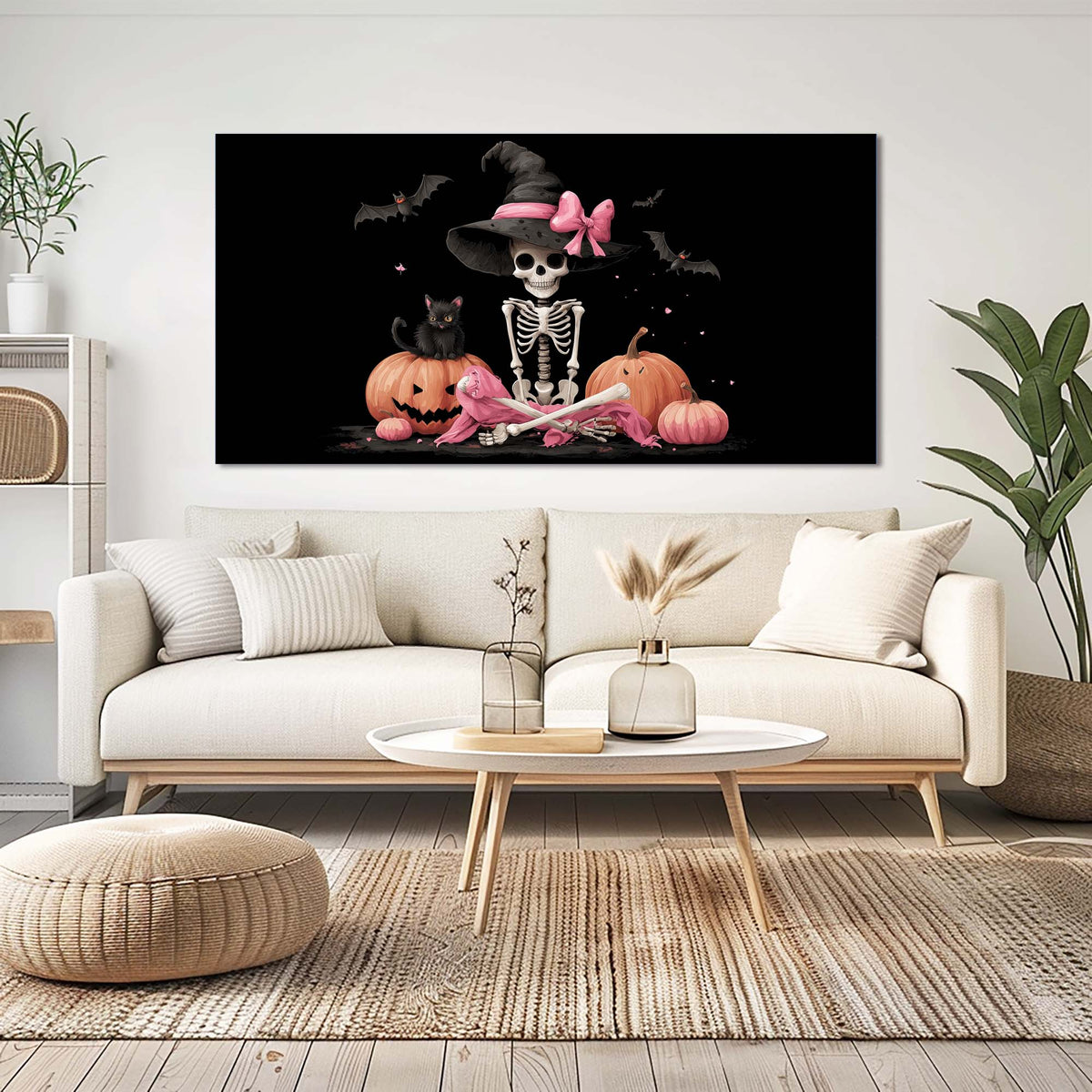 Pink Horror Wall Art for Living Room Canvas Painting Prints Art Deco Artwork Office Bedroom Decor