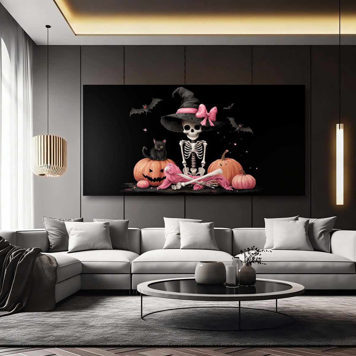 Pink Horror Wall Art for Living Room Canvas Painting Prints Art Deco Artwork Office Bedroom Decor