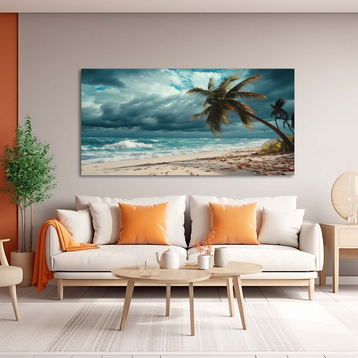 Brown Tropical Nature Canvas Wall Art for Living Room Prints Artwork Bedroom Office Decor