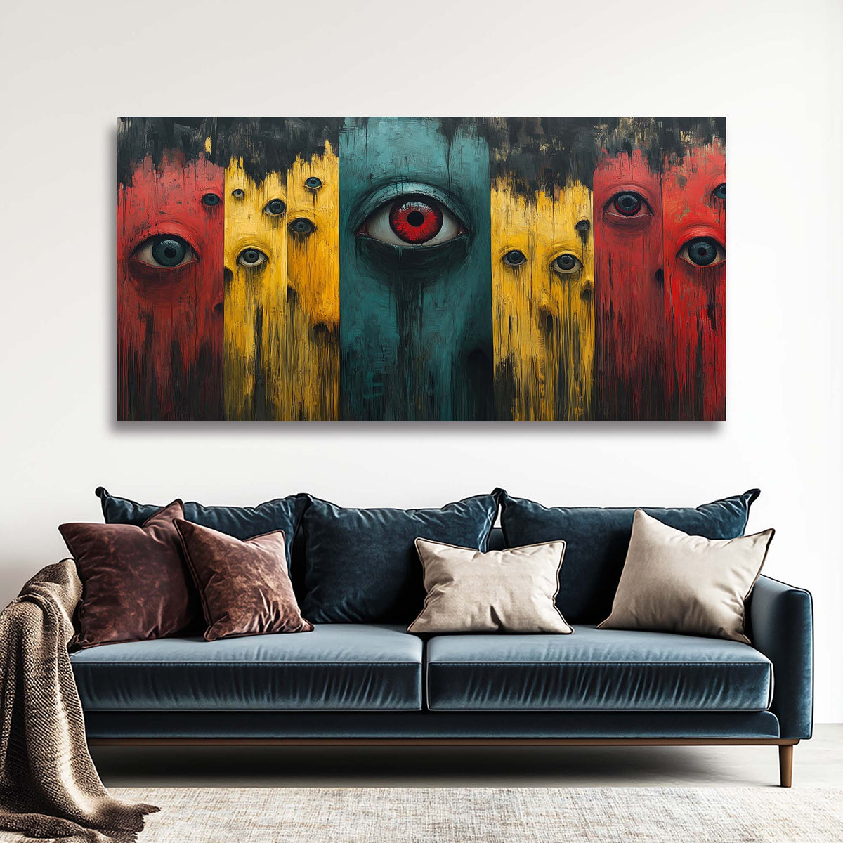 Blue Abstract Wall Art for Living Room Canvas Painting Prints Art Deco Artwork Office Bedroom Decor