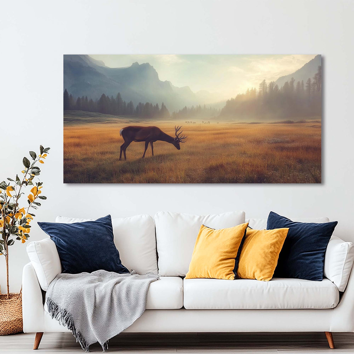 Navy Blue Animals Wall Art for Living Room Canvas Painting Prints Art Deco Artwork Office Bedroom Decor