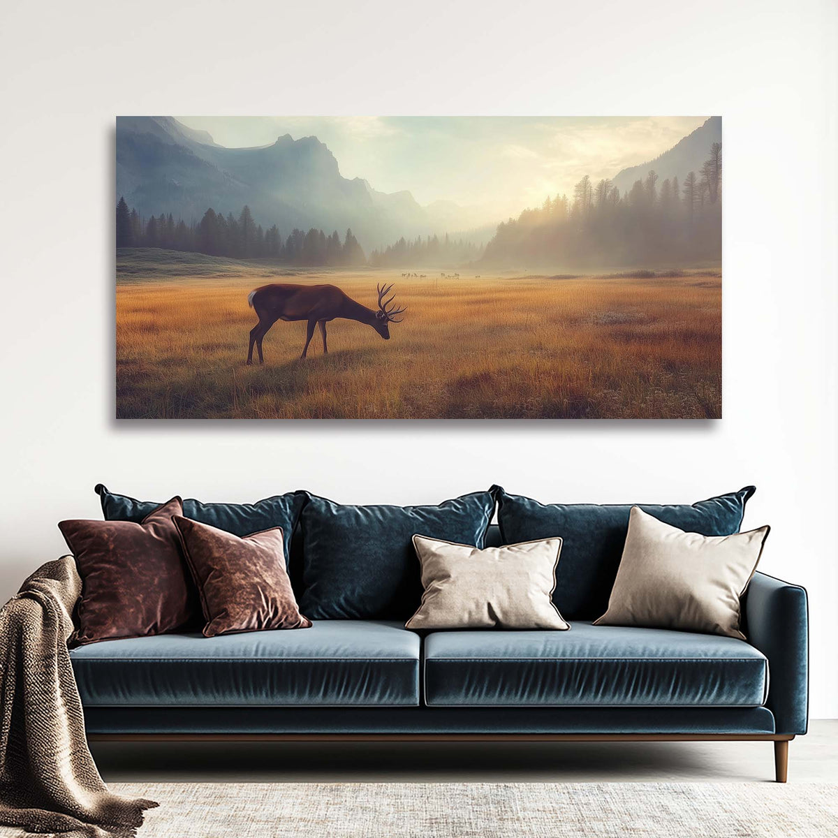 Navy Blue Animals Wall Art for Living Room Canvas Painting Prints Art Deco Artwork Office Bedroom Decor