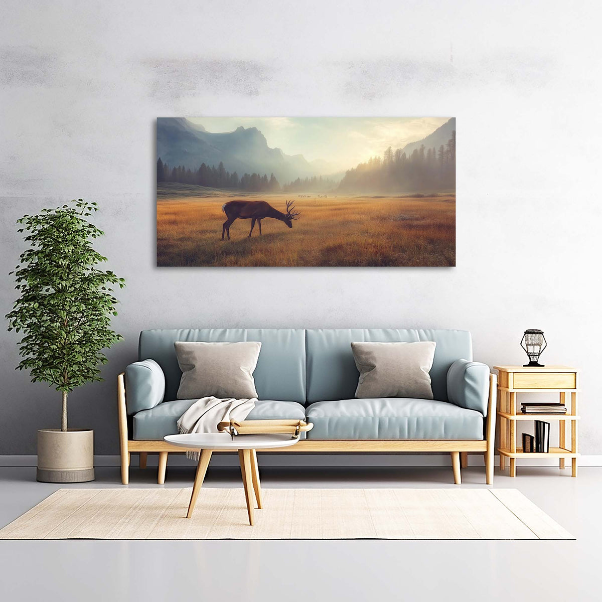 Navy Blue Animals Wall Art for Living Room Canvas Painting Prints Art Deco Artwork Office Bedroom Decor