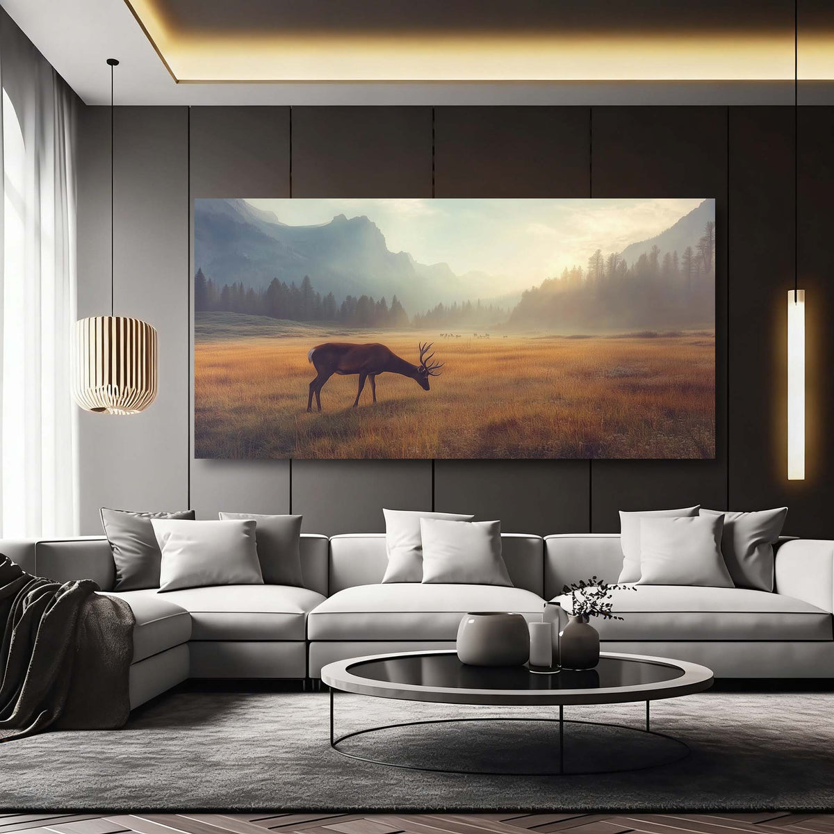 Navy Blue Animals Wall Art for Living Room Canvas Painting Prints Art Deco Artwork Office Bedroom Decor