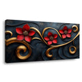 Navy Blue Floral Floral Wall Art Canvas Painting Prints Artwor Office Bedroom Living Room Decor