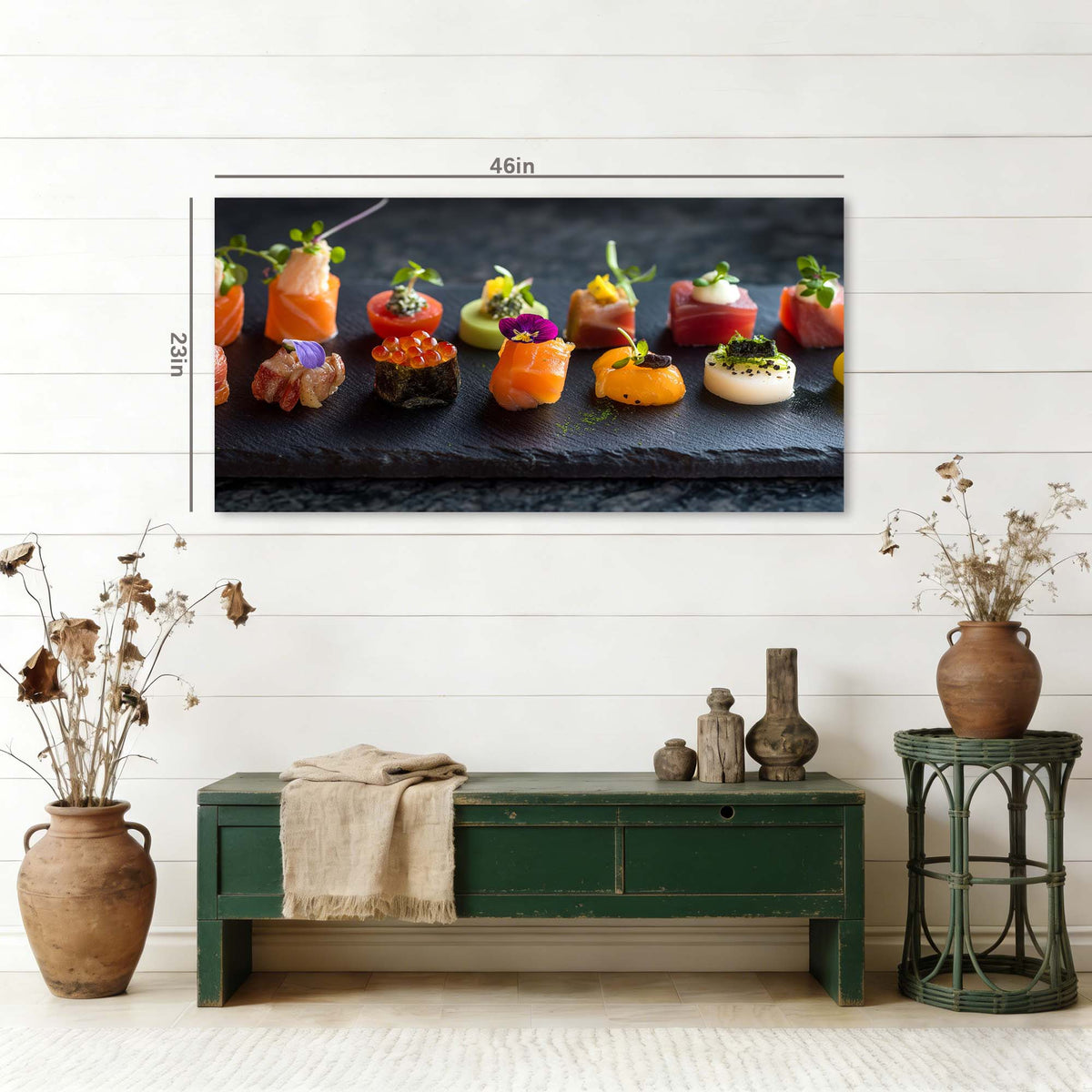 Navy Blue Asian Floral Wall Art Modern Canvas Painting Prints Artwork Office Hallway Bedroom Living Room Decor