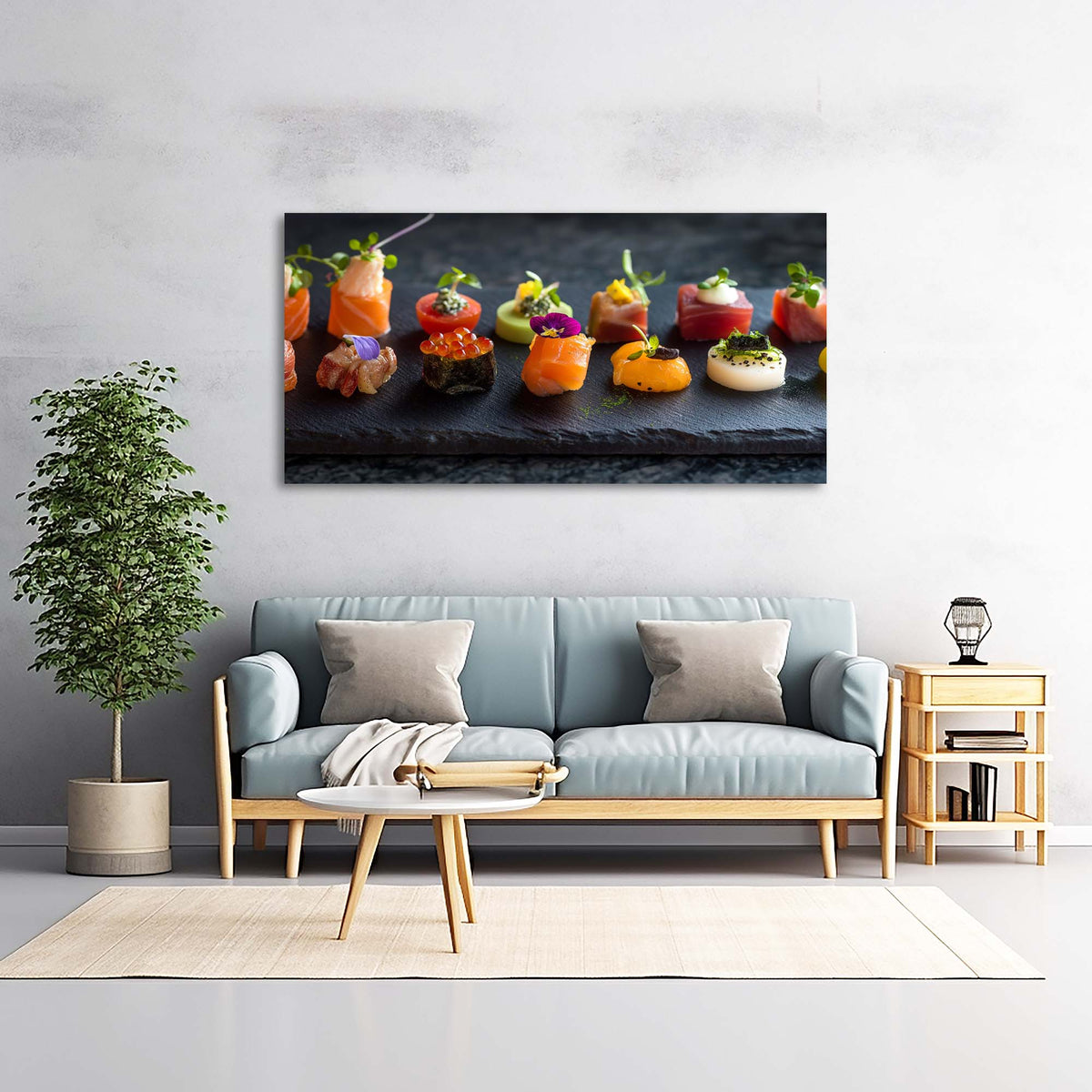 Navy Blue Asian Floral Wall Art Modern Canvas Painting Prints Artwork Office Hallway Bedroom Living Room Decor