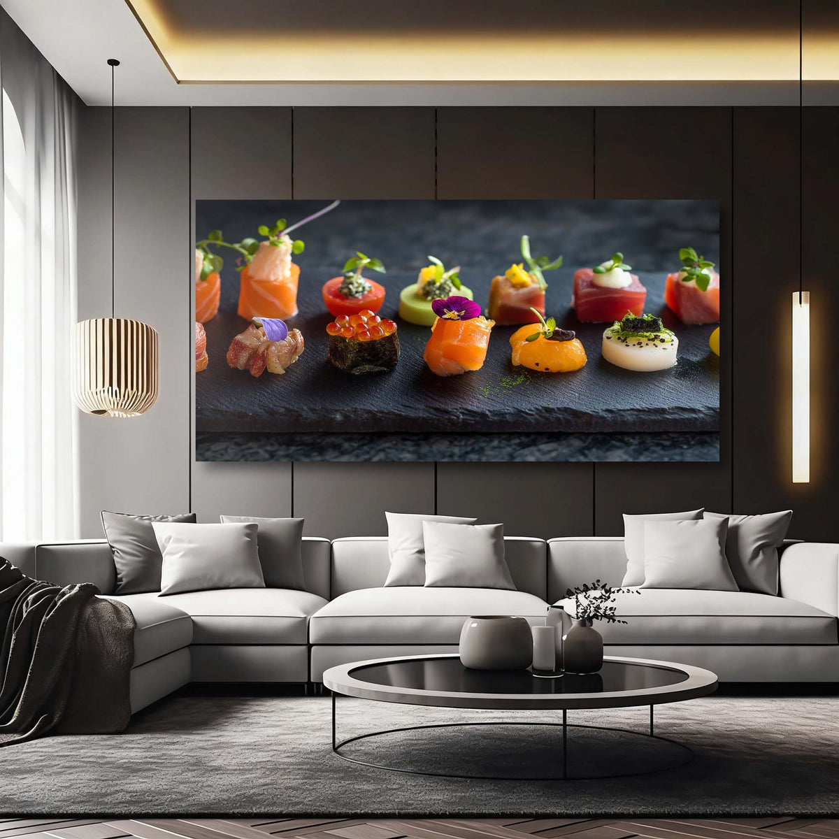 Navy Blue Asian Floral Wall Art Modern Canvas Painting Prints Artwork Office Hallway Bedroom Living Room Decor